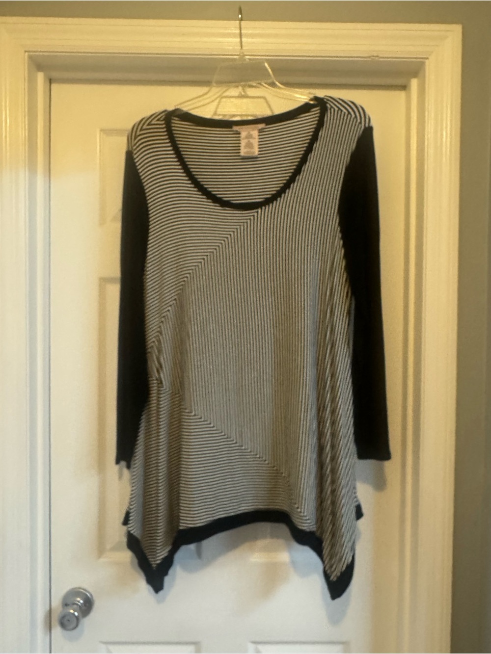 Philosophy Black and White Striped Tunic Top